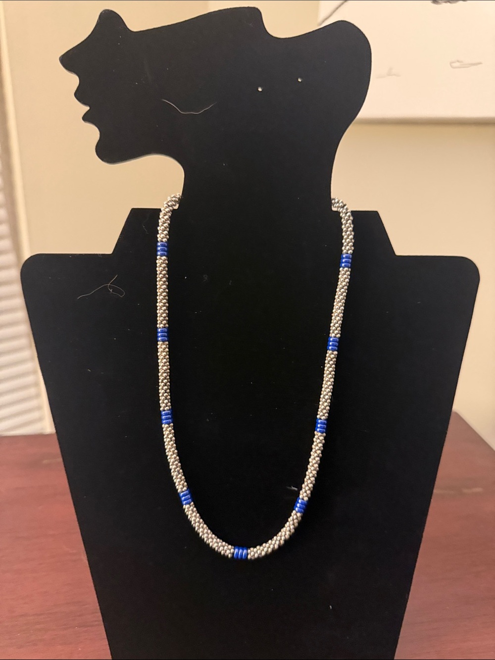 LAGOS Silver Beaded Necklace with Blue Accents